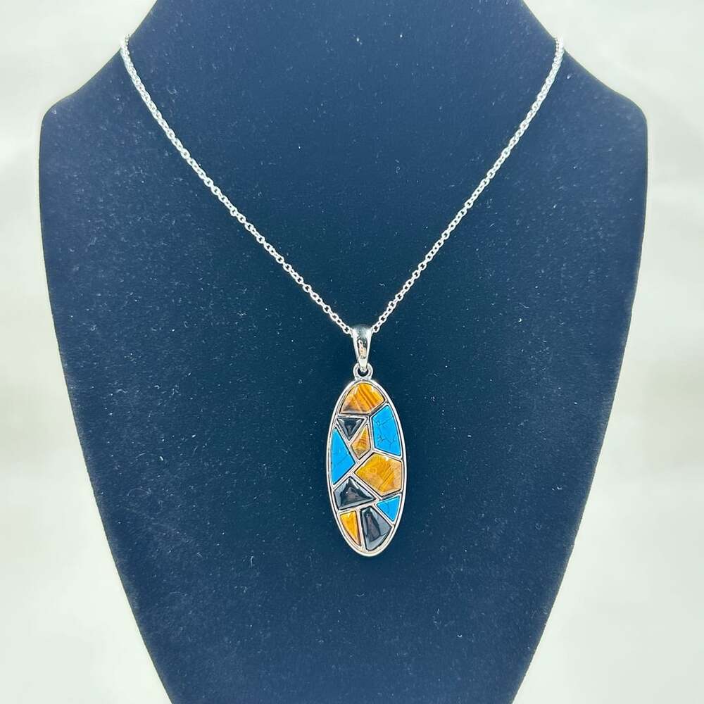 Lia Sophia Matrix Slide Mosaic Oval Pendant Necklace